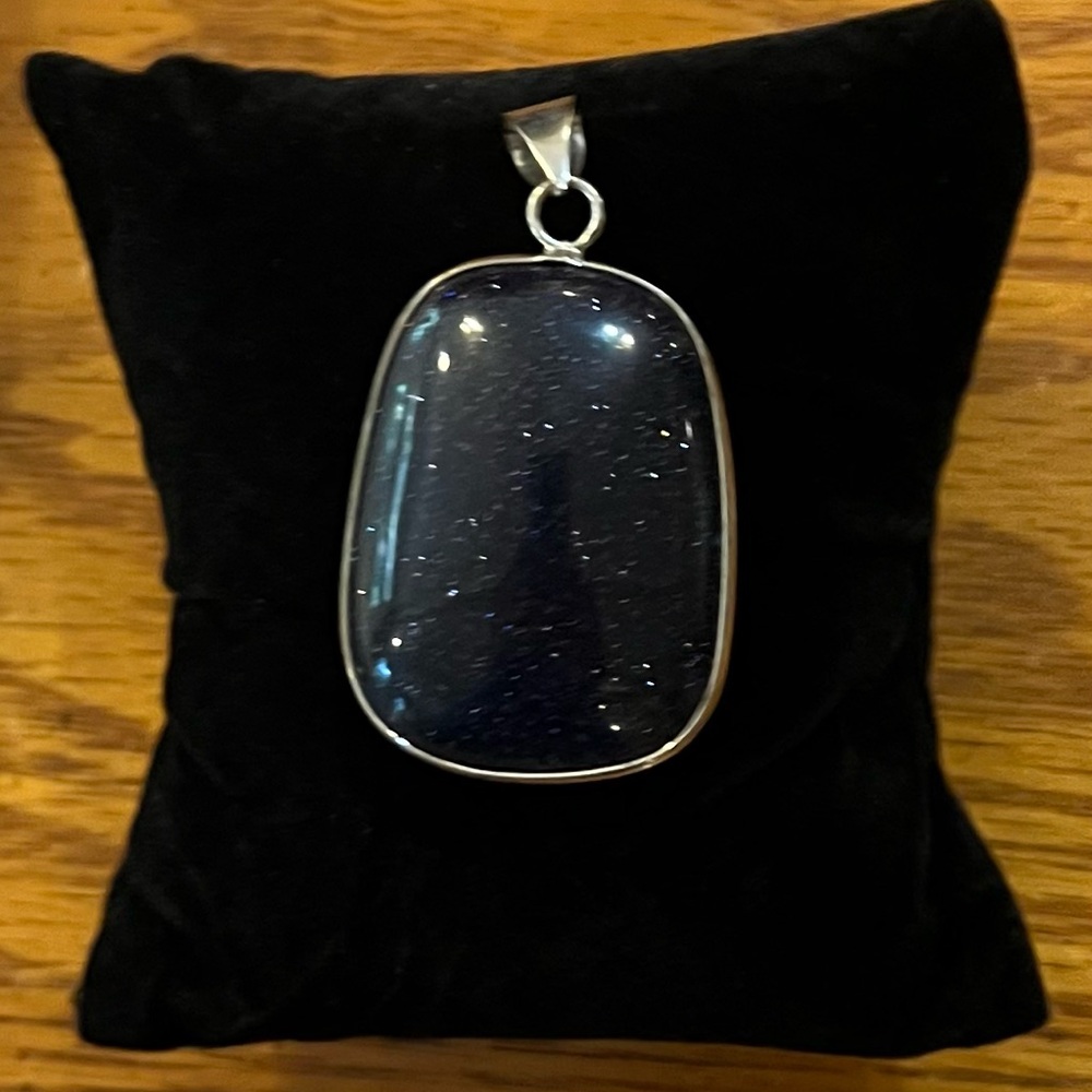 .925 Sterling Silver Black Hematite Pendant 2" L x 1.5" W